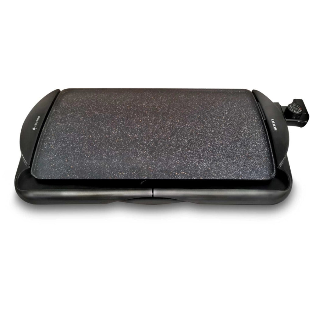 Piastra elettrica per griglia 48x26 cm, rivestimento antiaderente effetto pietra con termostato regolabile 2000W - Sogo
