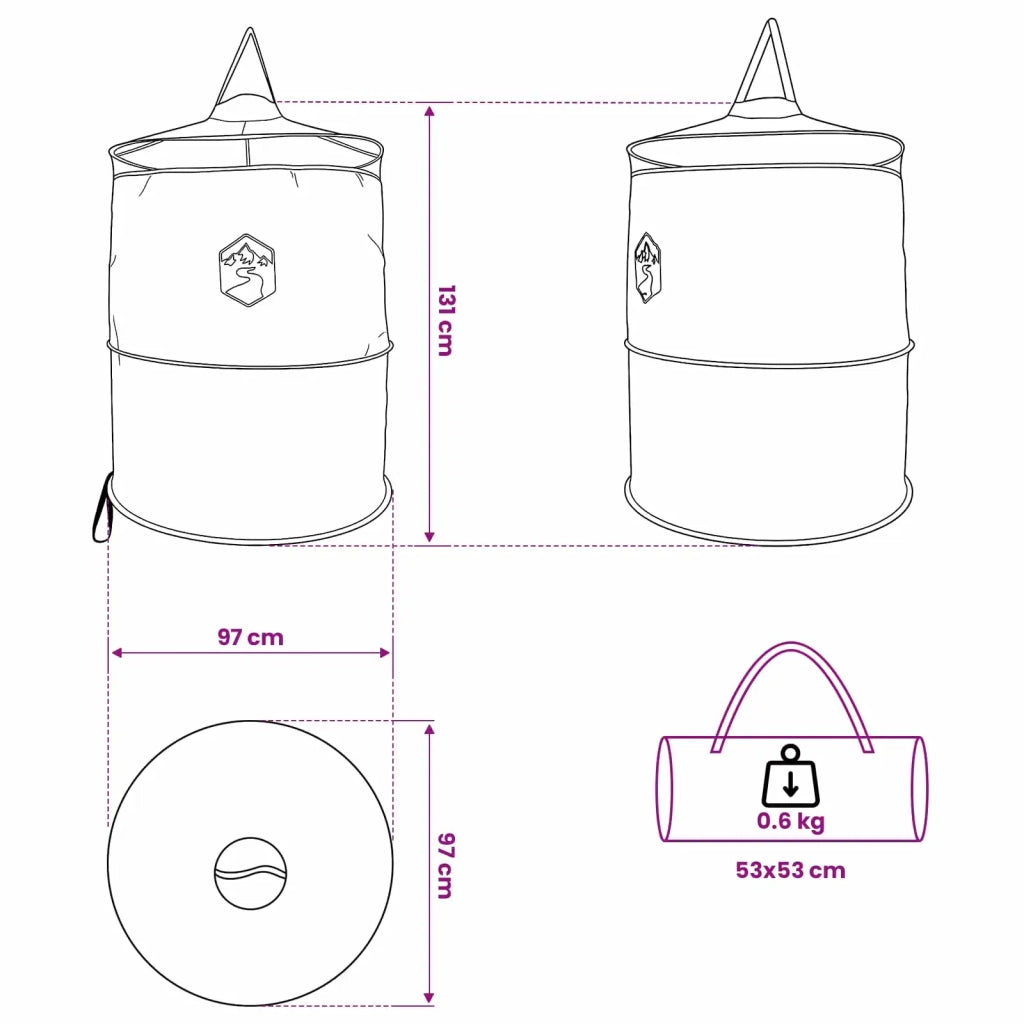 Tenda per toilet pop-up con corda sospesa Grigio e arancione