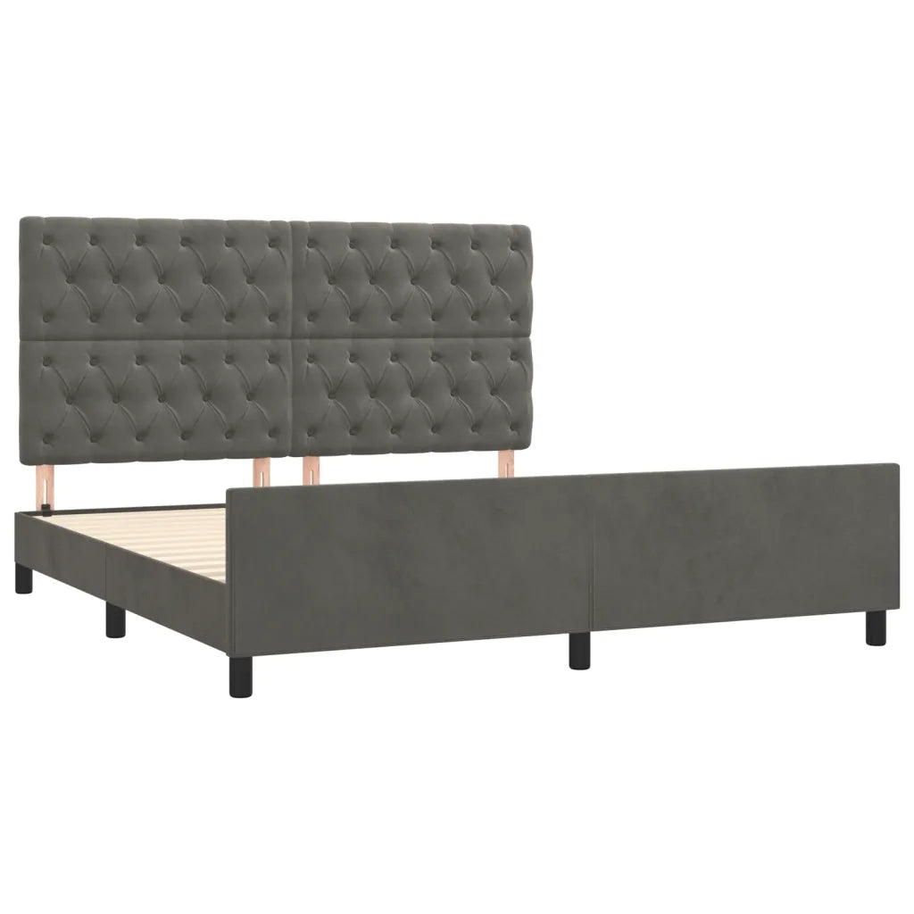Giroletto senza Materasso Grigio Scuro 160x200 cm Velluto 3125947