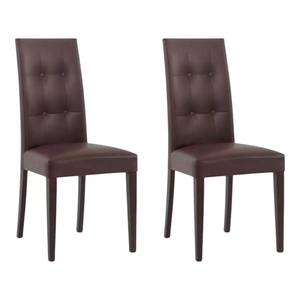 Set 2 sedie moderne in ecopelle 4 bottoni marrone (676) - Mobili 2G