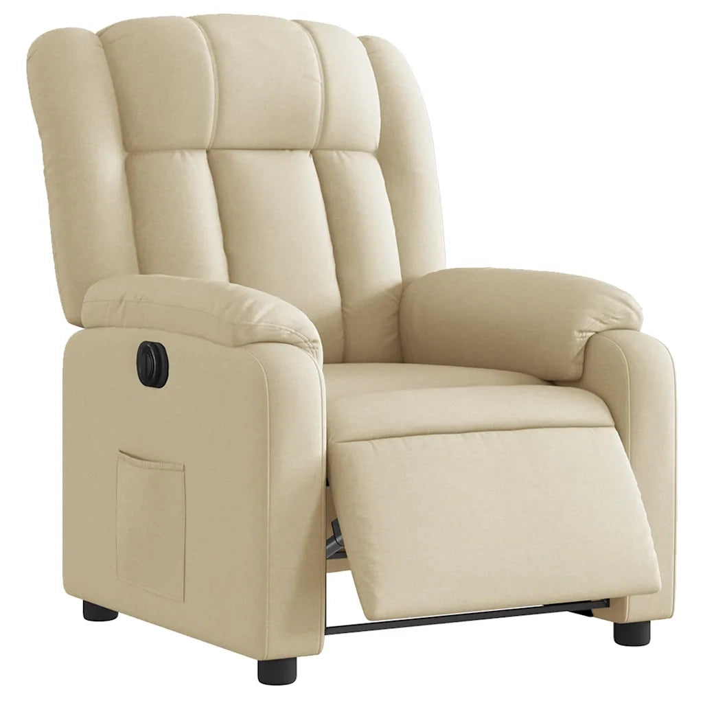 Poltrona Elettrica Reclinabile-Divano Sedia Crema in Tessuto 669424