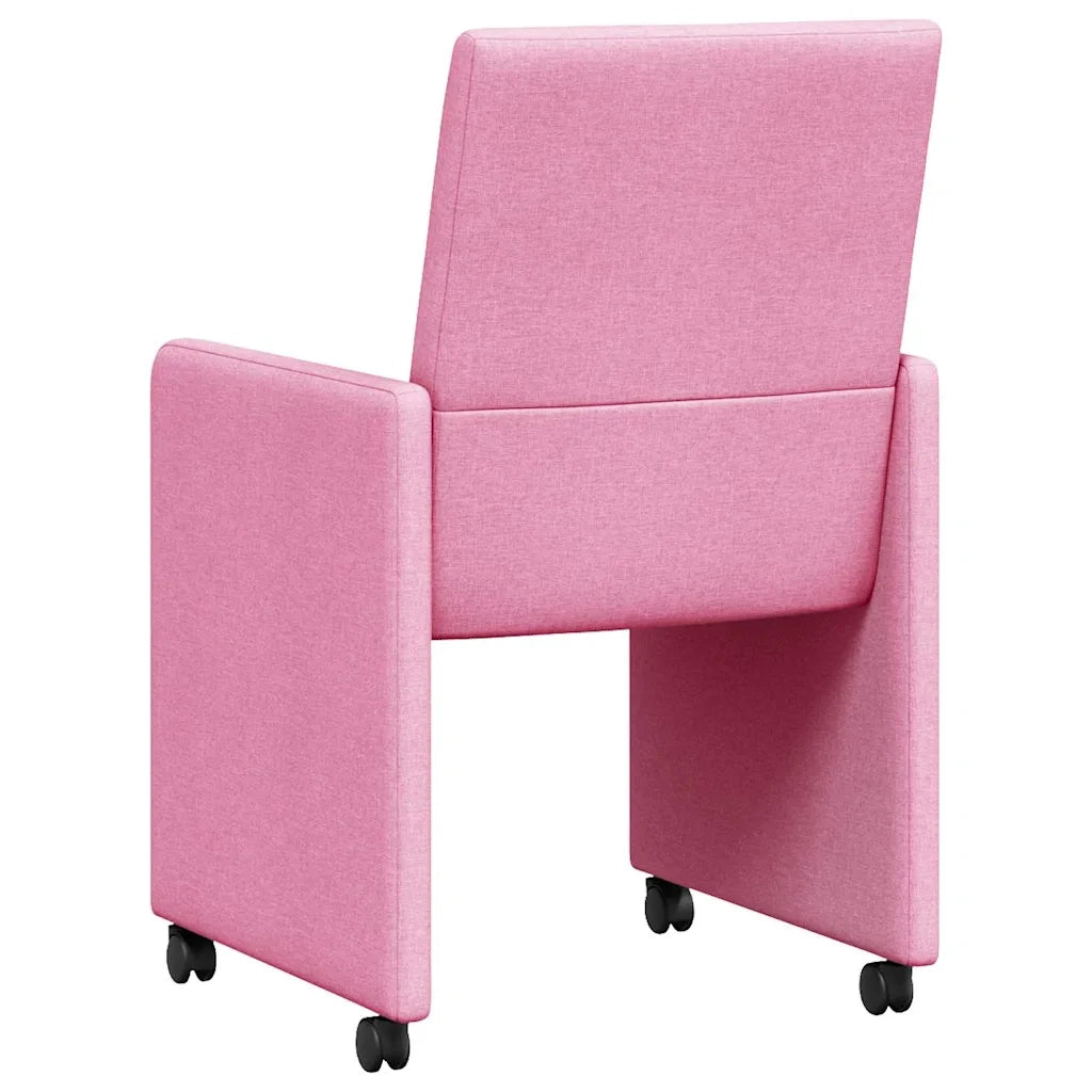Sedie da Pranzo con Ruote 2 pcs Rosa 57 x 66 x 94 cm Tessuto 42017816