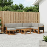 Set di divani da esterno 9 pcs Naturale e Grigio Chiaro 3385462