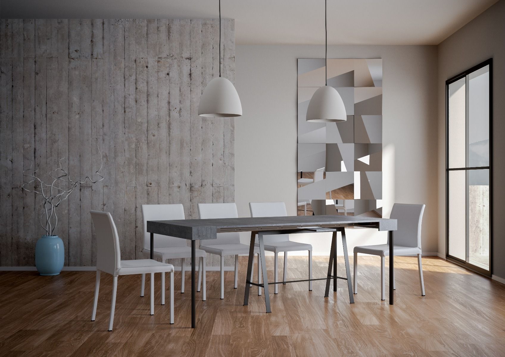 Consolle Allungabile 90-196x40x77 cm in Nobilitato Grigio