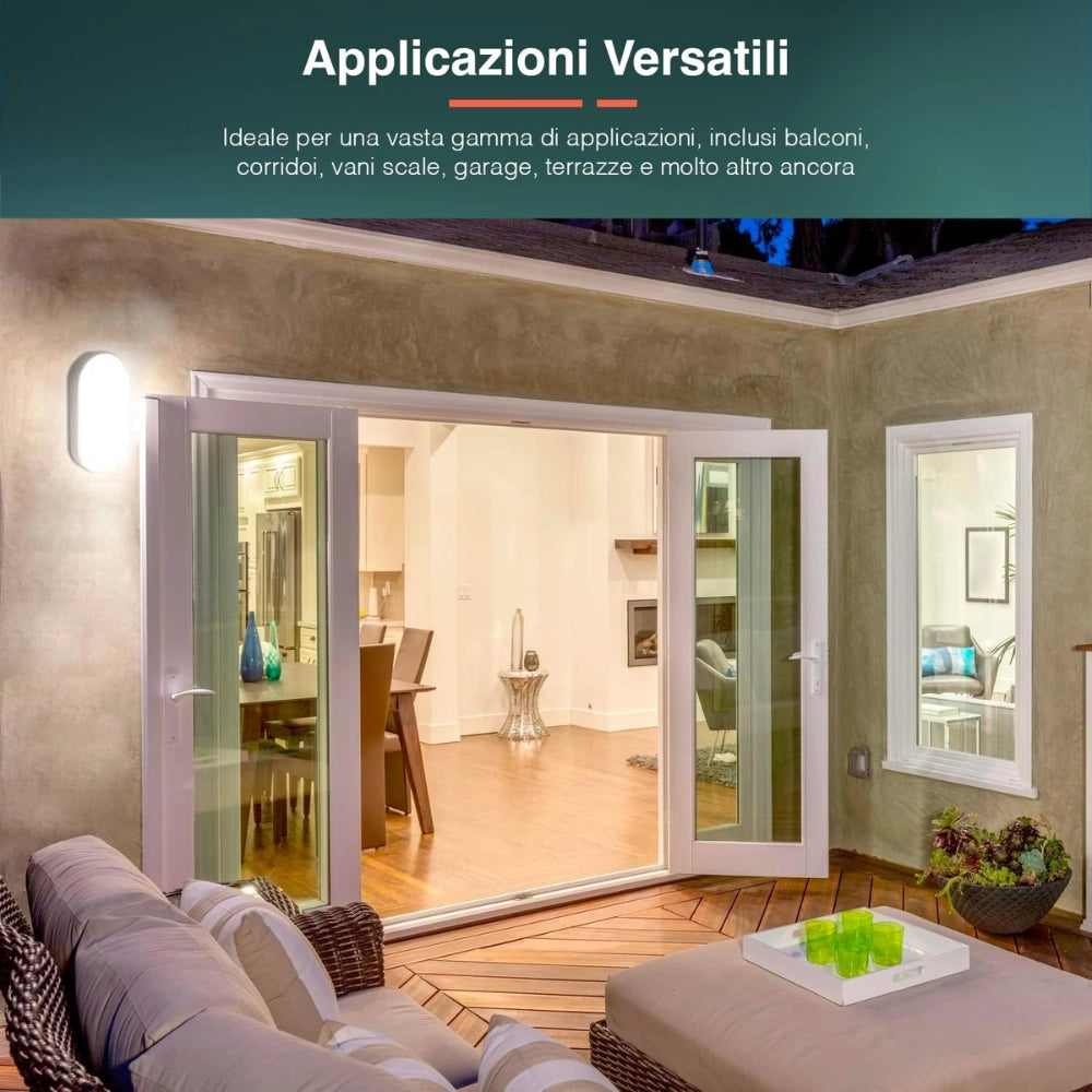 Plafoniera led ecova 25263 ovale per interni ed esterni