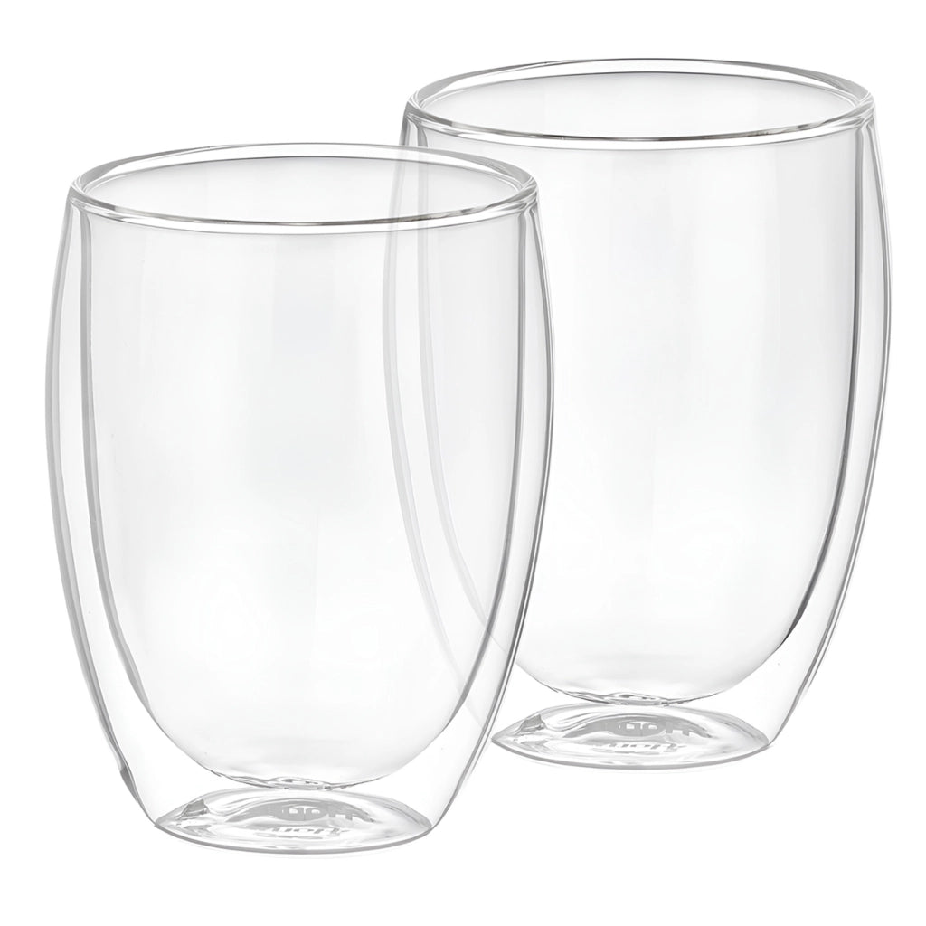 Set di 2 bicchieri per bevande a doppia parete da 350 ml in vetro borosilicato Trasparente Cheffinger