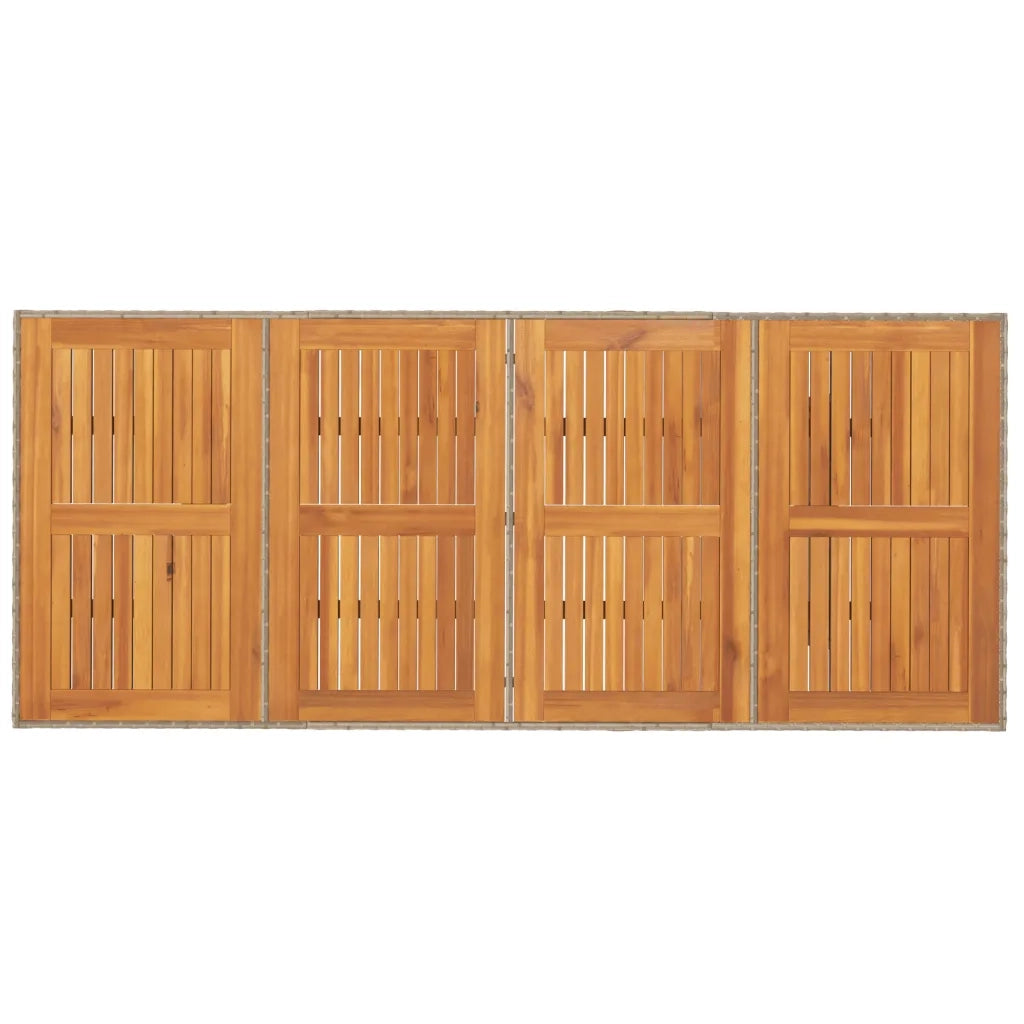 Tavolo Giardino | Tavolino da esterno Piano Legno Acacia Beige 190x80x74cm Polyrattan