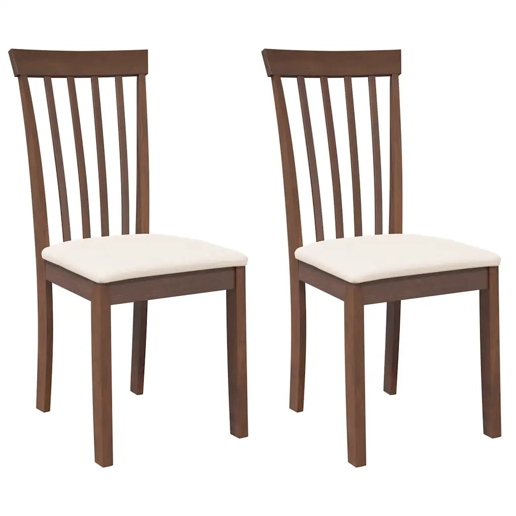 Sedie da Pranzo con Cuscini 2pz Marrone Legno Massello di Hevea