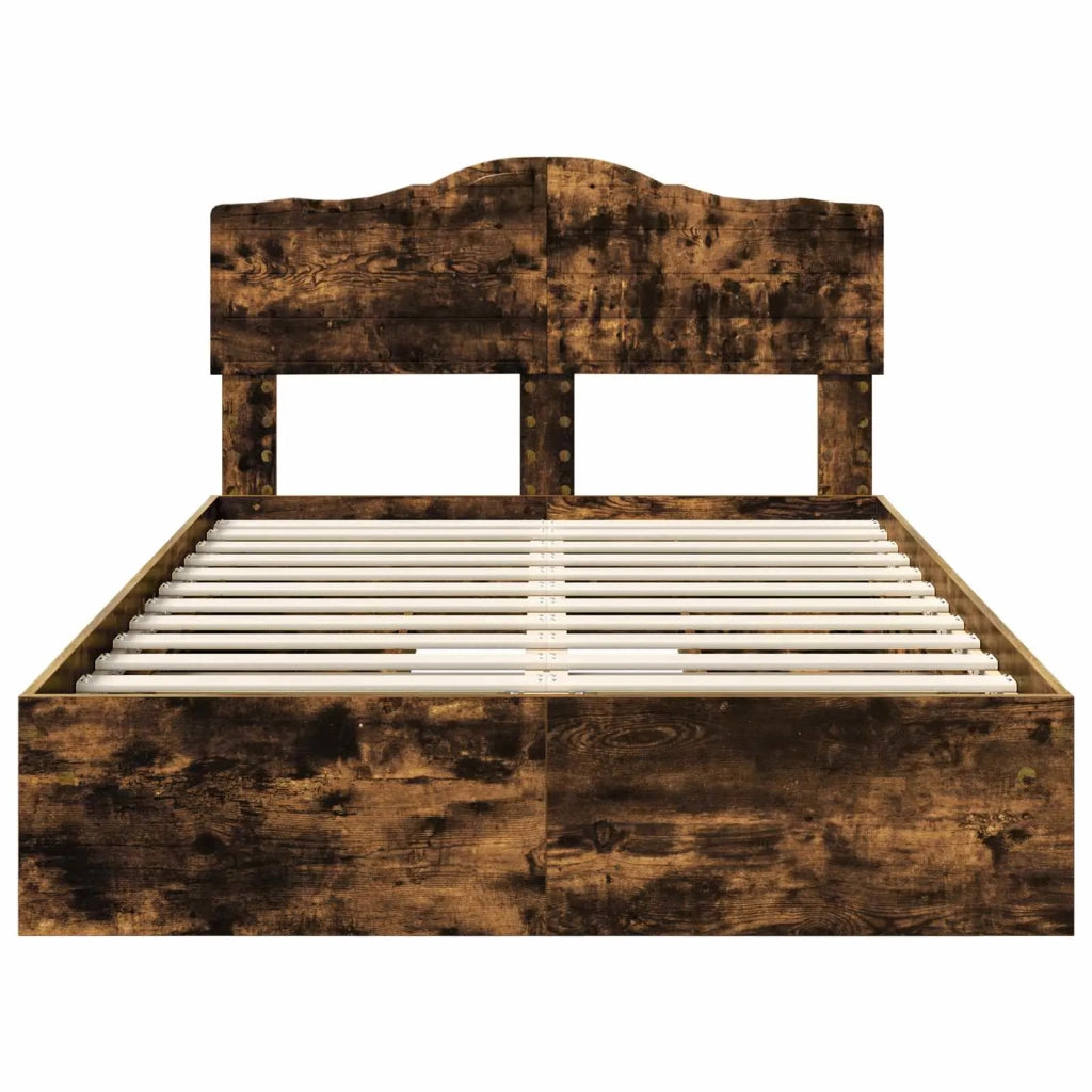 Letto con Contenitore con testiera Rovere fumé 135 x 190 cm