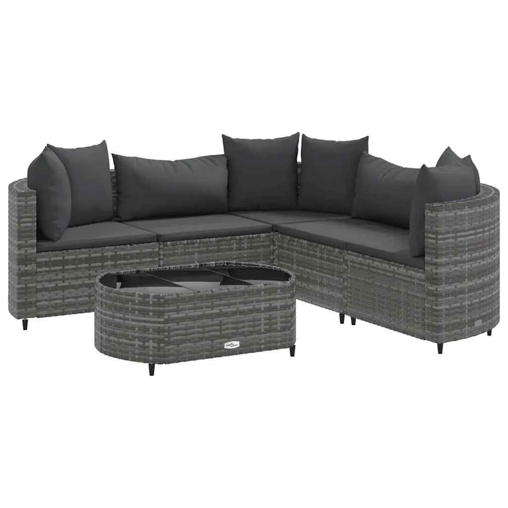 Set Divano da Giardino 6 pz con Cuscini Grigio in Polyrattan 3308394