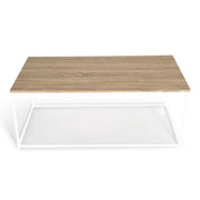 IDMarket - Tavolino 113 cm legno e metallo bianco, design industriale DETROIT