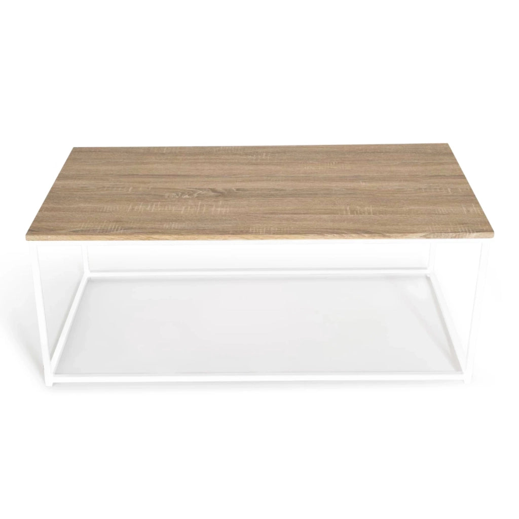 IDMarket - Tavolino 113 cm legno e metallo bianco, design industriale DETROIT