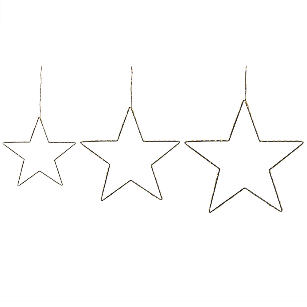Set di 3 Stelle Natalizie Decorazione per Interno ed Esterno con Luci a LED Stella Bianca in Metallo