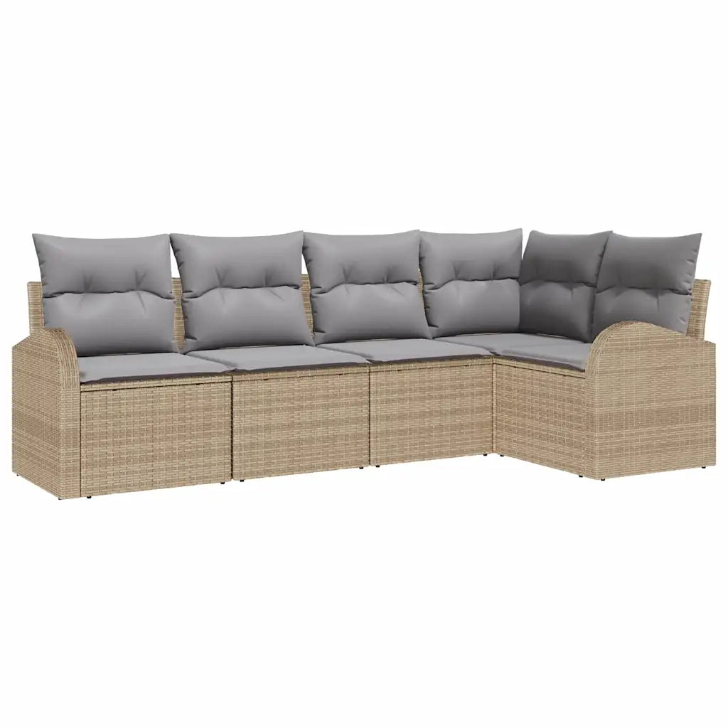 Set di divani con cuscino 5 pcs Beige Poliestere