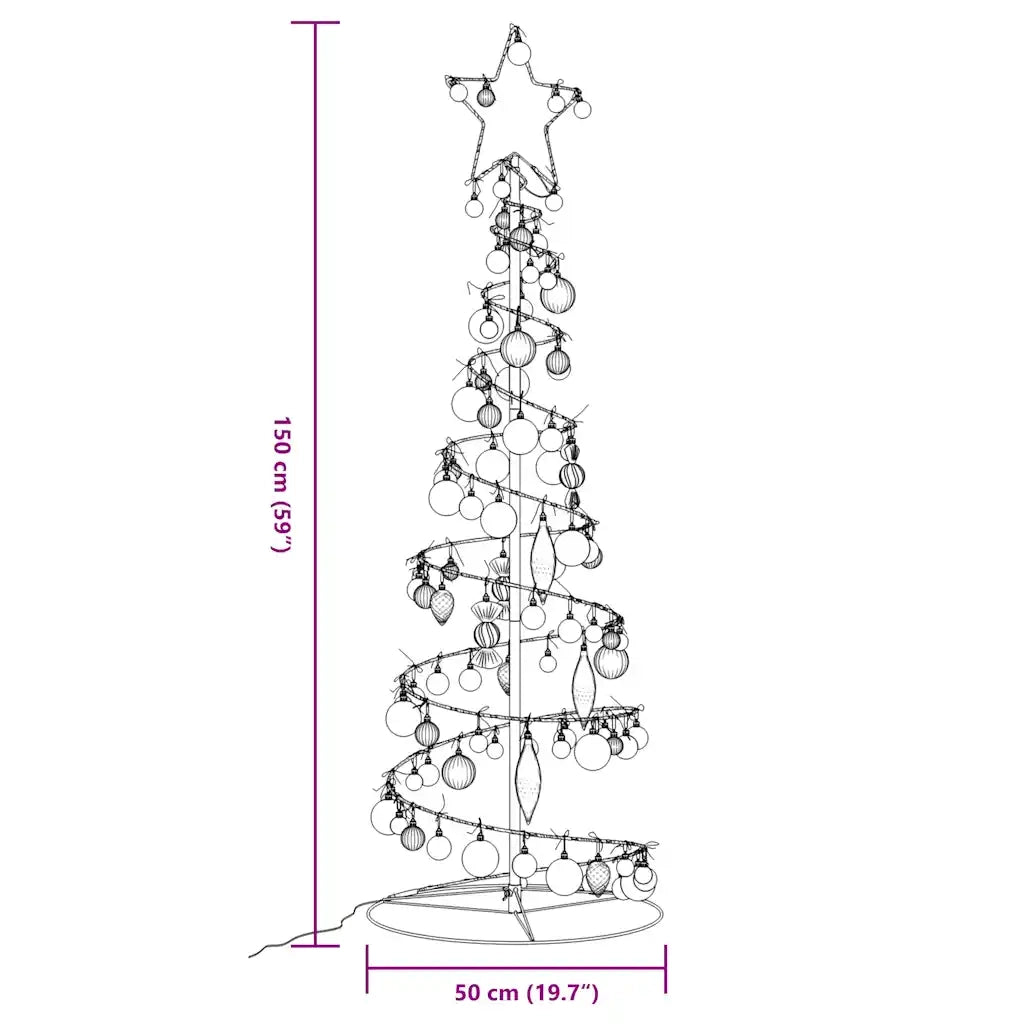 Albero di Natale a LED con Palline 100 LED Bianco Caldo 150 cm 3318571