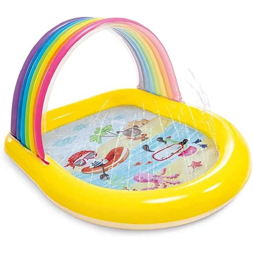 Trade Shop - Piscina Gonfiabile Baby 2+anni Arcobaleno 147x130x86cm Con Spruzzi Parasole 57156 -