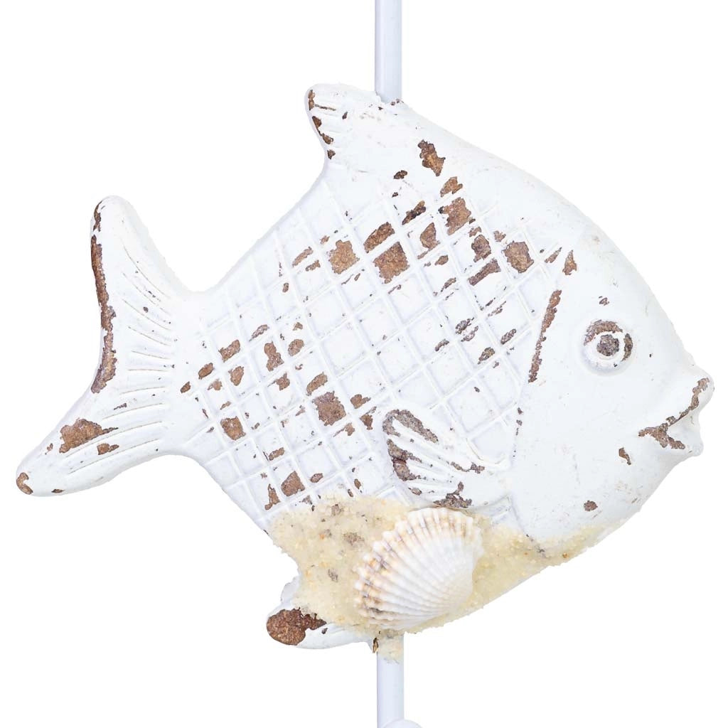 Gancio da parete a forma di pesce in legno bianco 10x4x17 cm