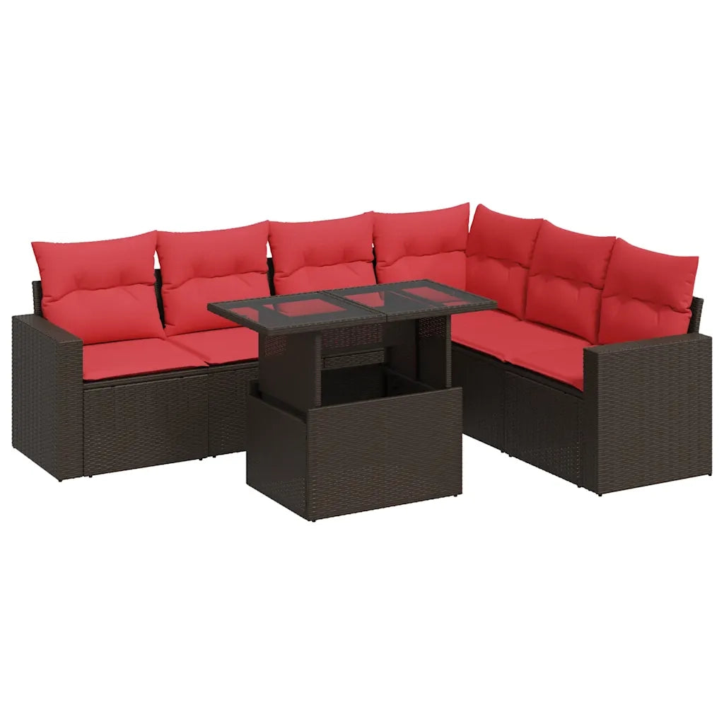 Set Divani da Giardino 7pz con Cuscini Grigio Polyrattan Acacia 3326335