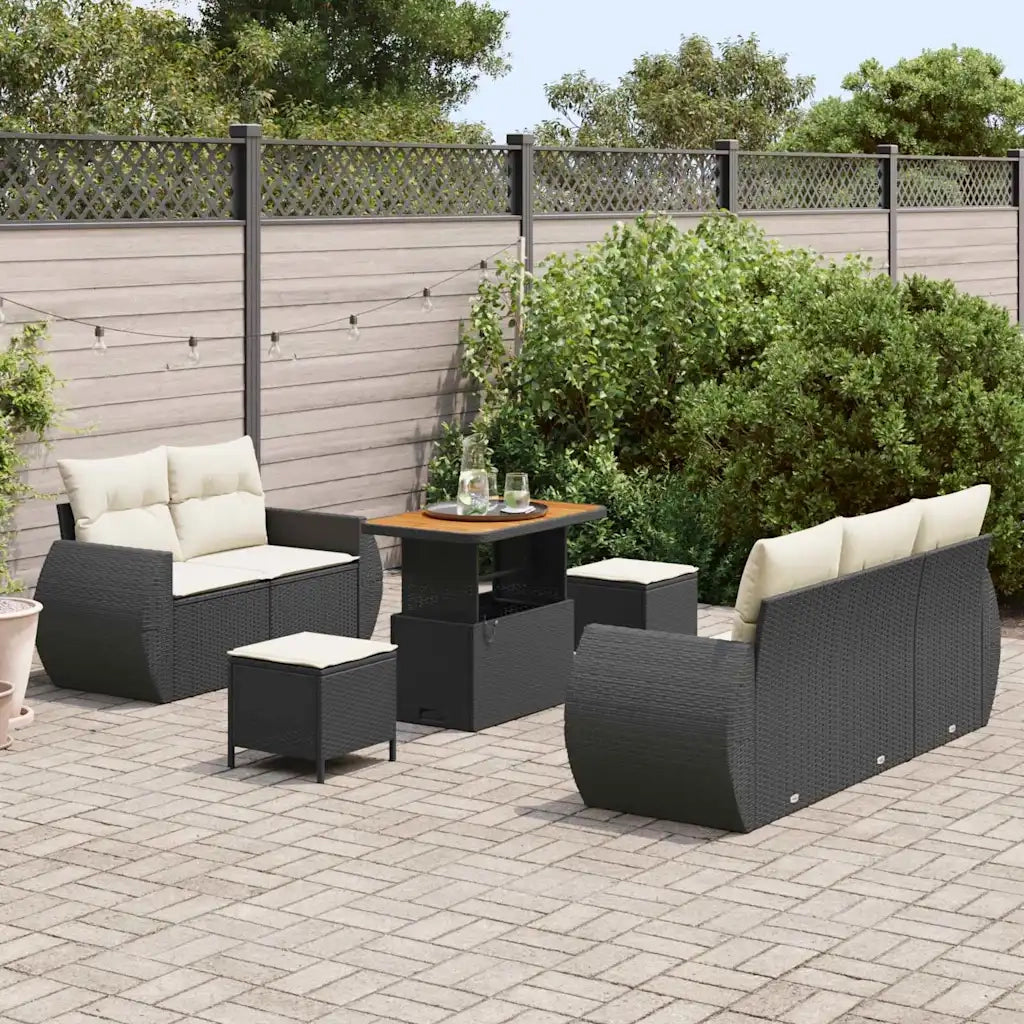 Set Divano da Giardino 8 pcs Nero polyrattan 3361820