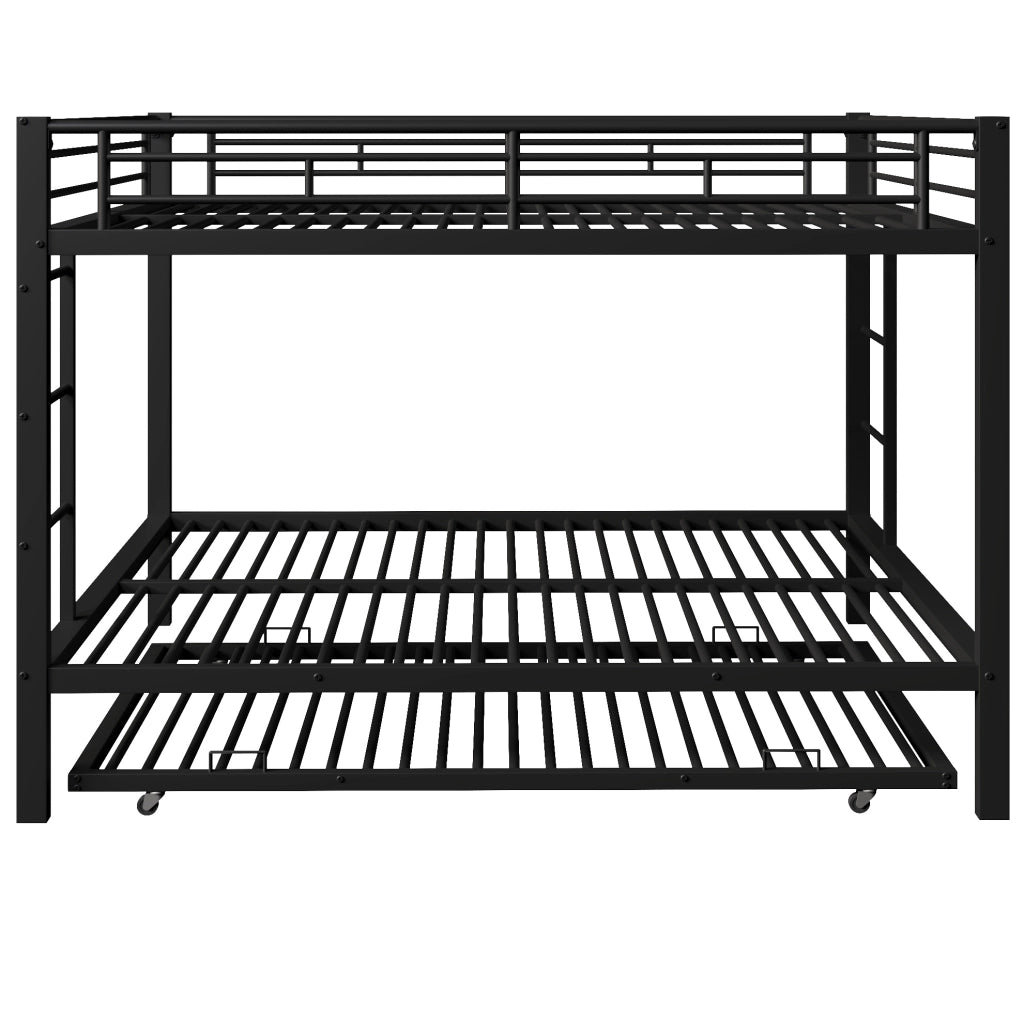 Letto a castello in metallo 140x200 cm con letto estraibile; nero