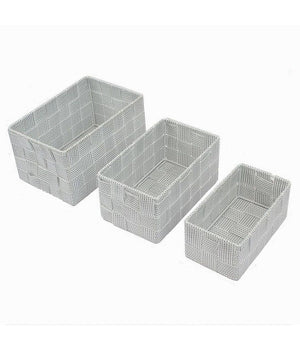 3 Cestini Tessuto Scatole Organizer Bagno Portaoggetti Makeup Grigi Chiaro 79048         