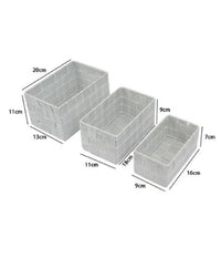 3 Cestini Tessuto Scatole Organizer Bagno Portaoggetti Makeup Grigi Chiaro 79048         