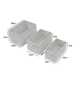 3 Cestini Tessuto Scatole Organizer Bagno Portaoggetti Makeup Grigi Chiaro 79048         