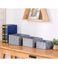 3 Cestini Tessuto Scatole Organizer Bagno Portaoggetti Makeup Grigi Chiaro 79048         