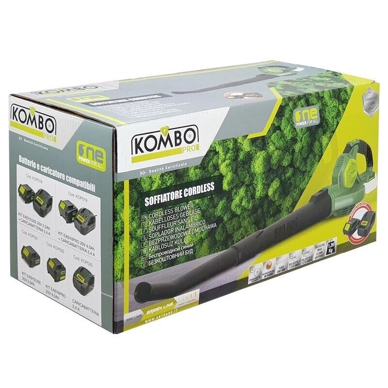 SOFFIATORE A BATTERIA 20V - 230 HZ 2 VELOCITÀ, 150KM/H / 210 KM/H MOTORE 12000 G/MIN SMONTABILE IN 3 PARTI