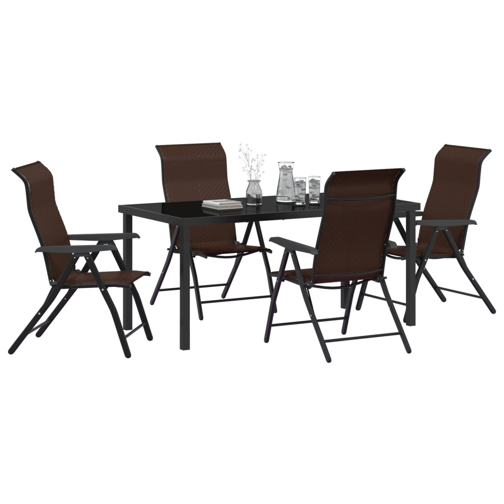 Set da Pranzo da Giardino 5 Pezzi Marrone Rattan Polimero