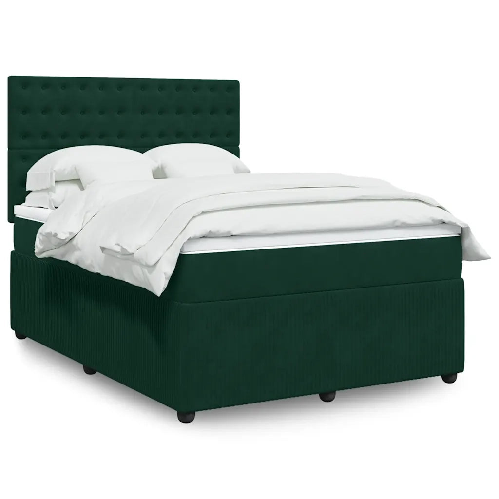Giroletto a Molle con Materasso Verde Scuro 160x200 cm Velluto