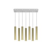 Lampadario Industrial-Minimal Xeana Metallo Bianco Ottone 7 Luci Gu10