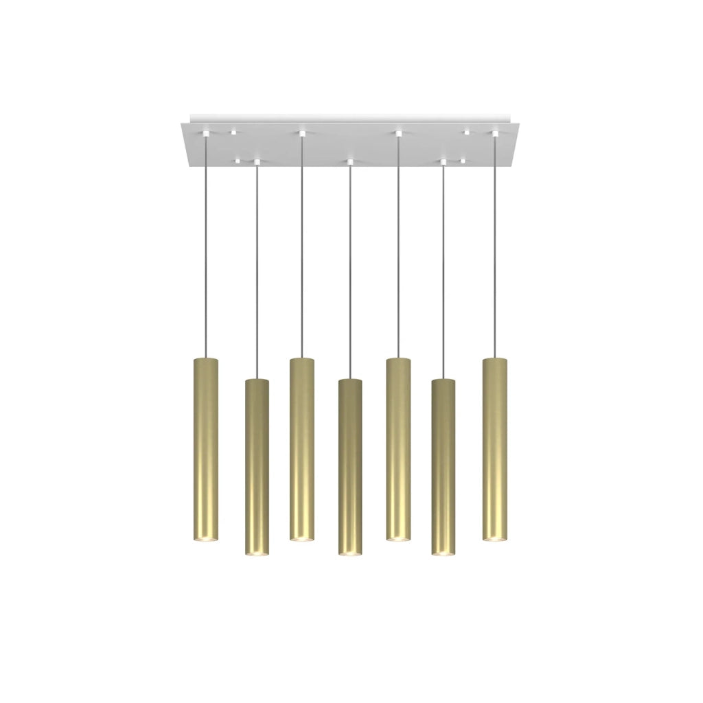Lampadario Industrial-Minimal Xeana Metallo Bianco Ottone 7 Luci Gu10