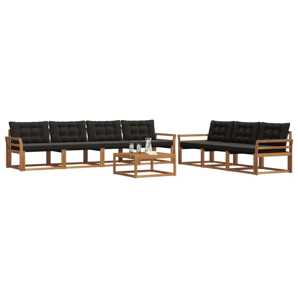 Set di divani da esterno con cuscino 8 pcs Naturale e Nero 3369267