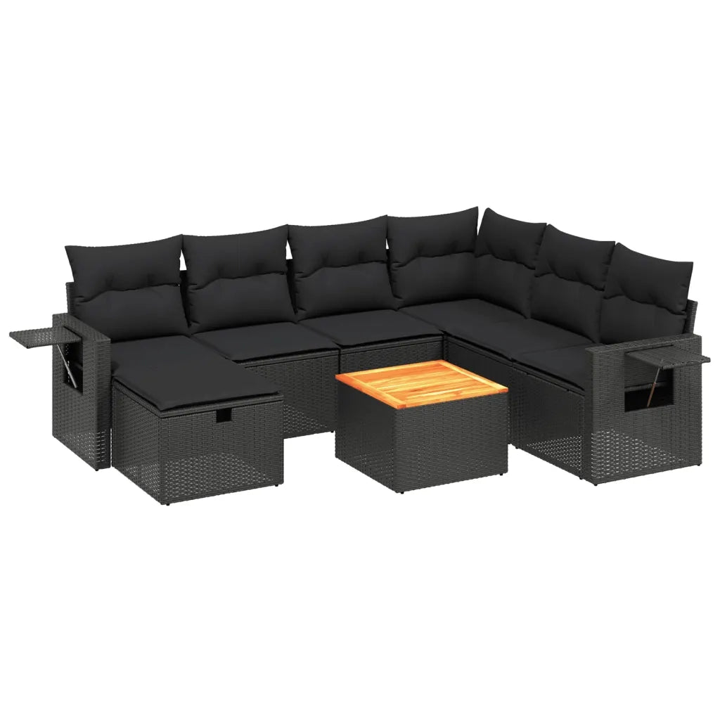 Set Divani da Giardino con Cuscini 8 pz Nero in Polyrattan 3264961
