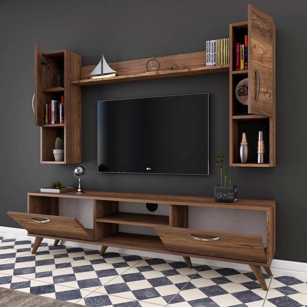 Porta TV in legno "Mezalun" - 180 x 35 x 48 cm - Marrone