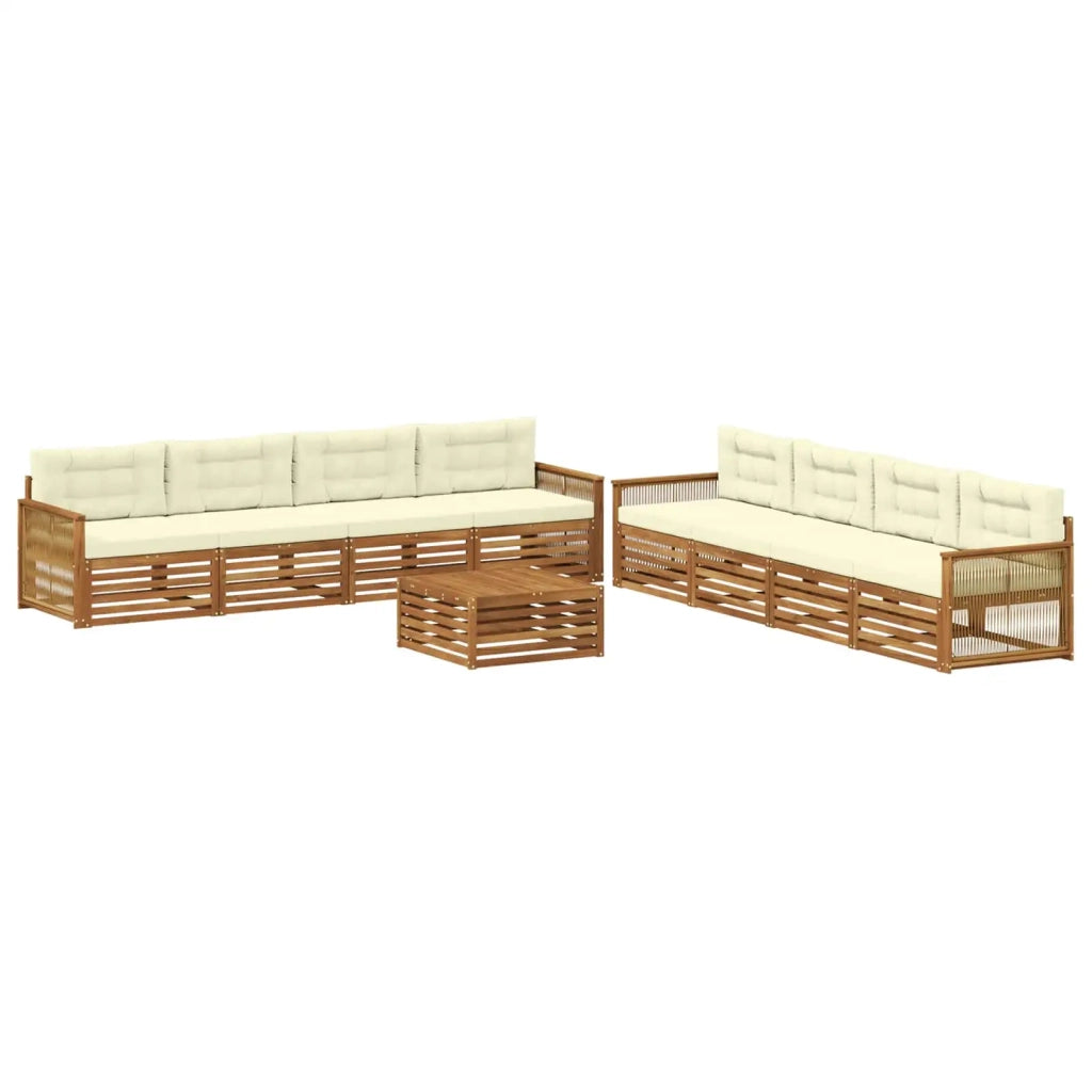 Set di divani da esterno con cuscino 9 pcs Naturale e Crema 3383178