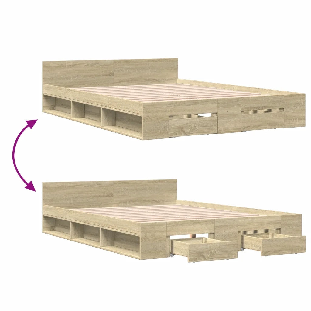 Giroletto Cassetti Rovere Sonoma 120x190 cm Legno Multistrato