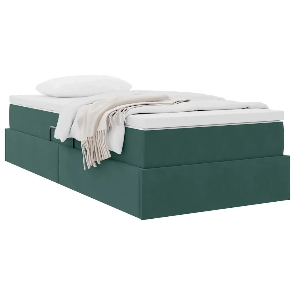 Letto con contenitore e materasso Verde Scuro 90 x 200 cm
