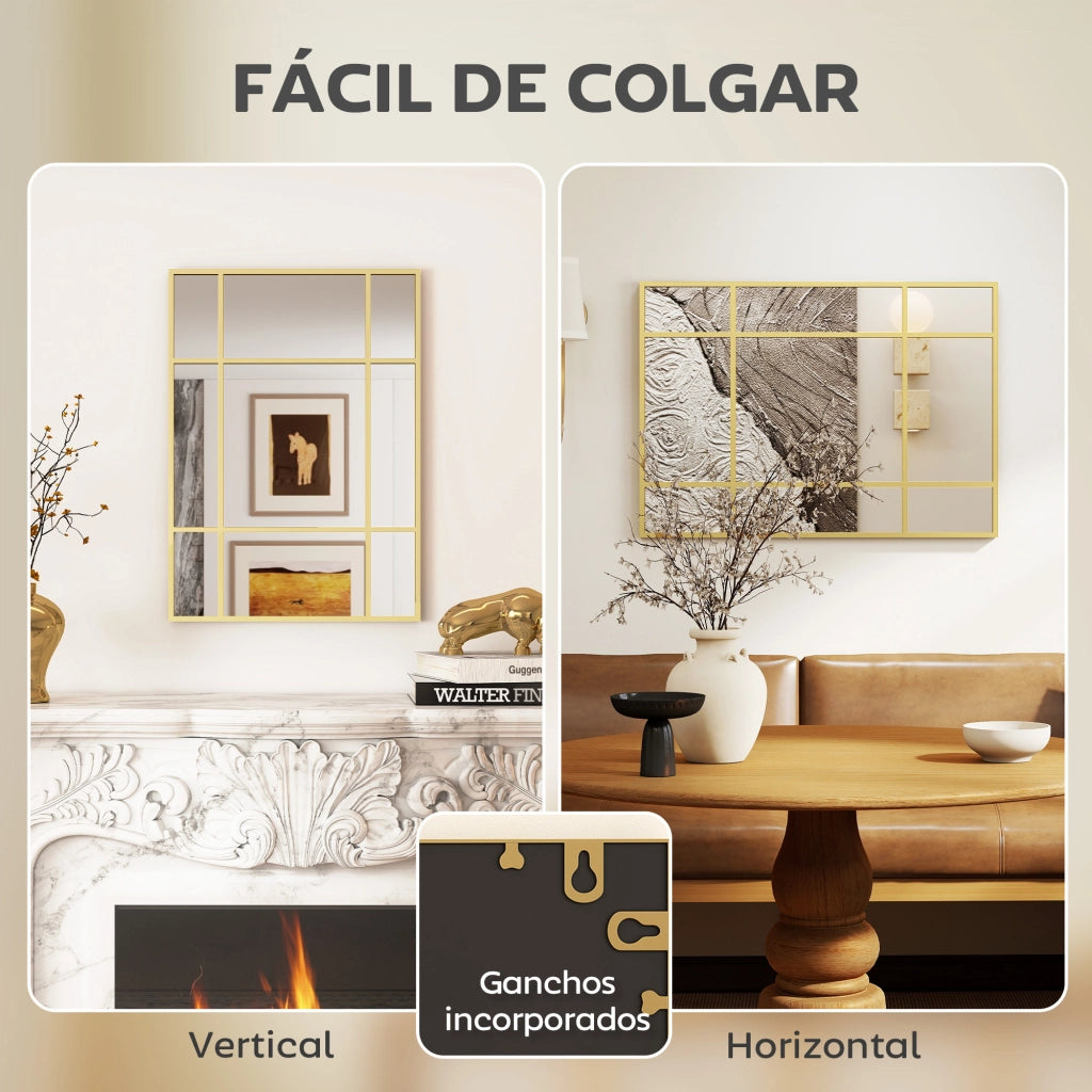 Specchio da Parete Rettangolare ¨C Minimal ¨C Dorato 70x50cm