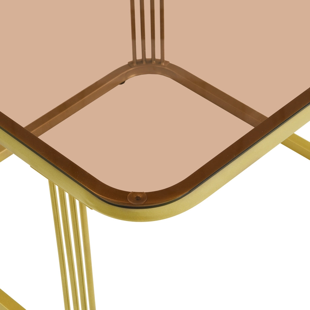 TAVOLINI DA SALOTTO Set 2 pezzi 60x60x44,5 cm + 50x50x34,5 cm MDF Bianco/Oro