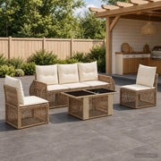 Set Divano da Giardino 6 pz Beige e Bianco Crema polyrattan 3436923