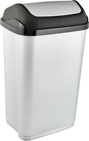 Contenitore di rifiuti con coperchio oscillante, 50 l, colore argento