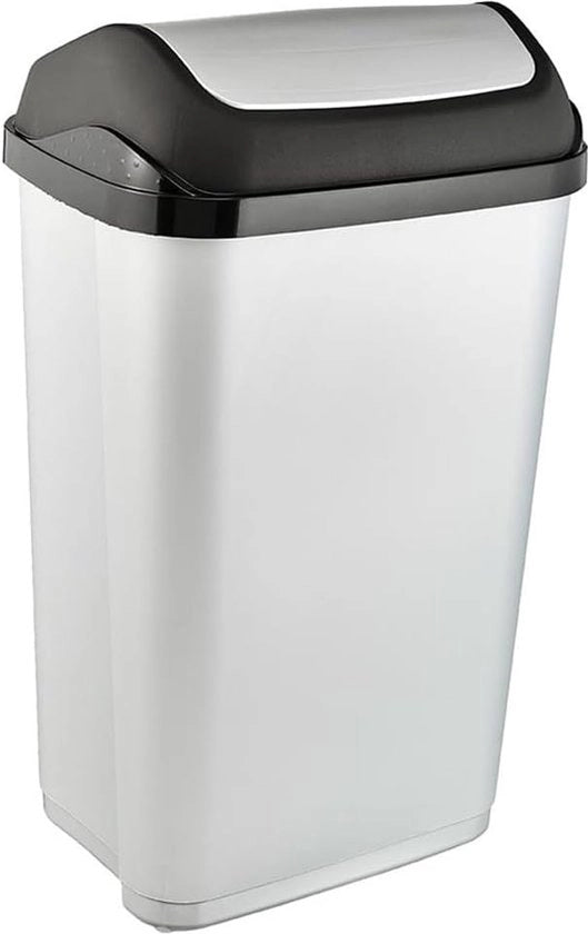Contenitore di rifiuti con coperchio oscillante, 50 l, colore argento
