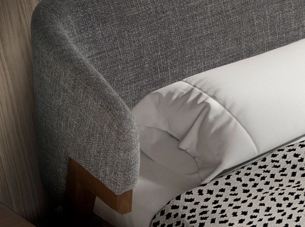 Letto in tessuto grigio