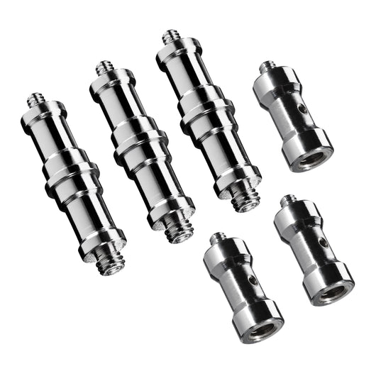 Walimex Set Spigot 3+3 Adattatori per filettatura 3/8“ 1/4” per collegamento accessori foto e video, allestimenti luci servizi fotografici