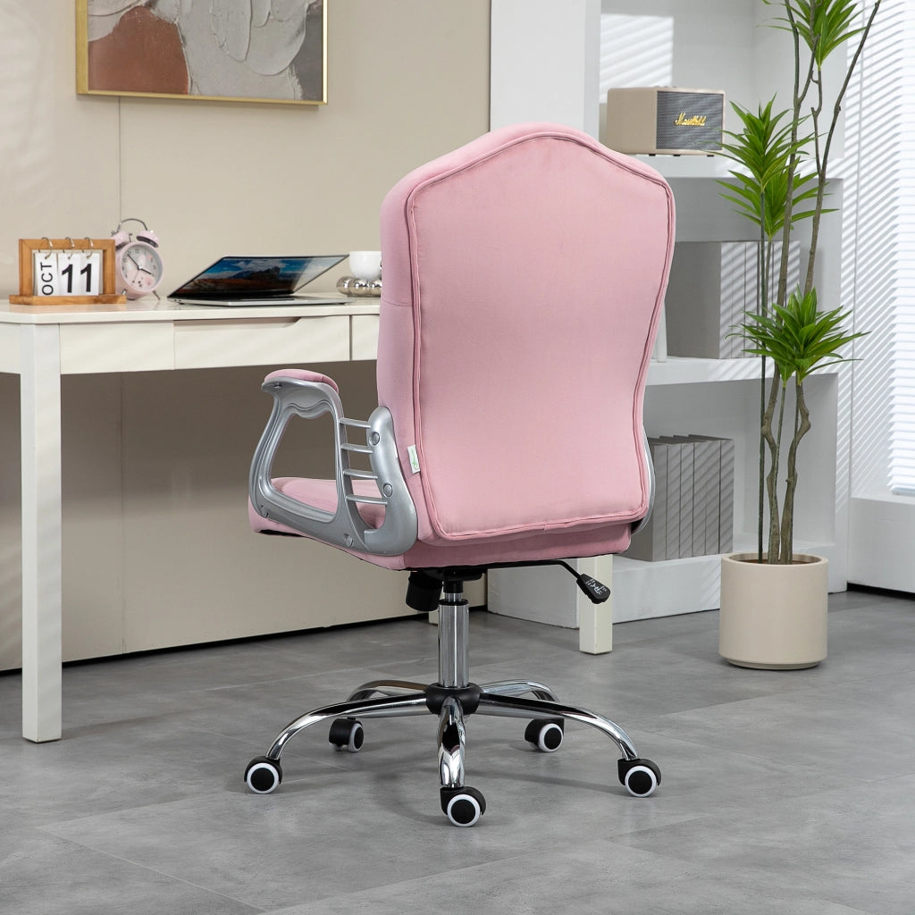 Sedia da ufficio ergonomica con funzione dondolo altezza regolabile supporto lombare girevole in poliestere rosa