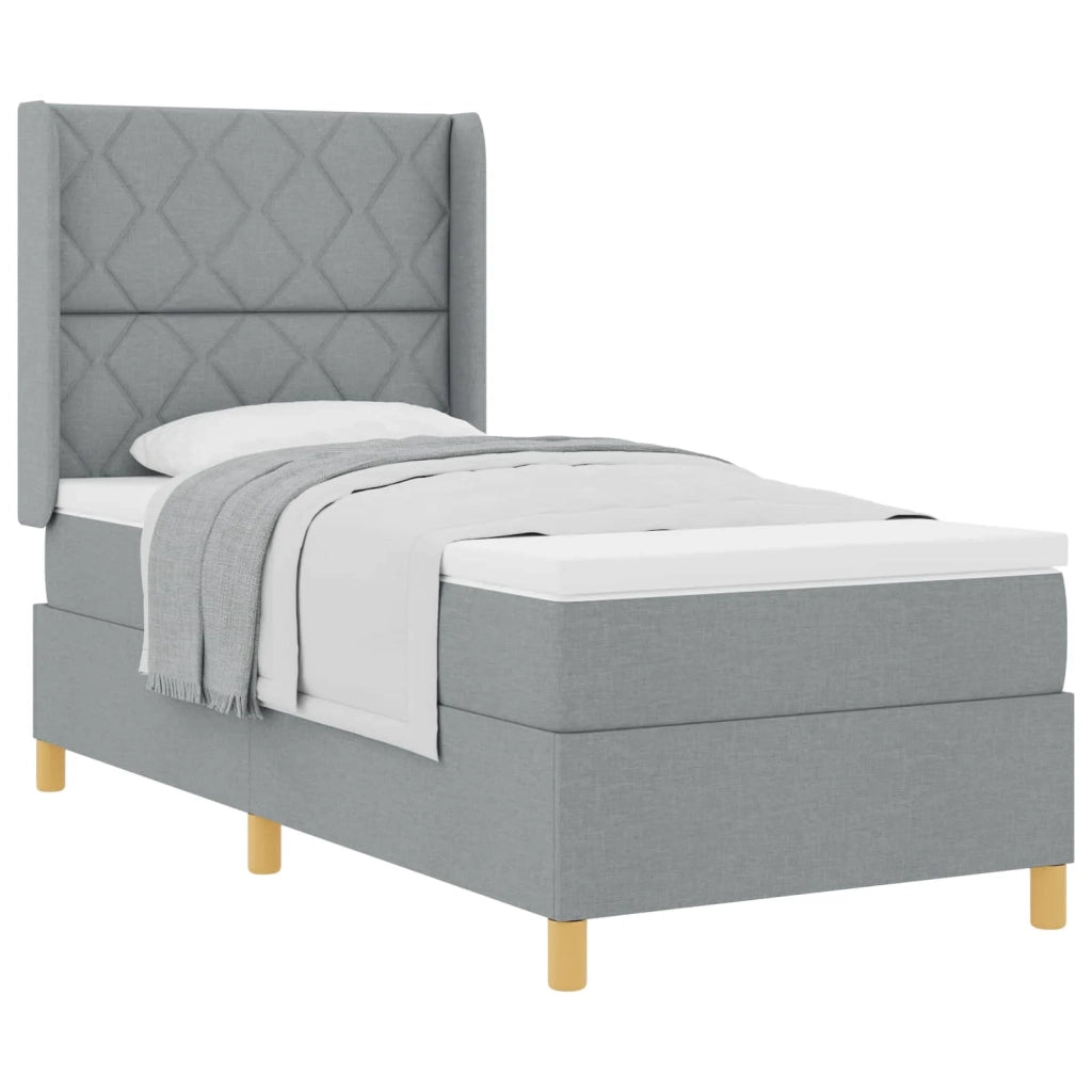 Letto a molle con materasso Grigio chiaro 90 x 190 cm Tessuto 3341868