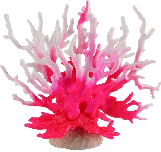 Decorazione per acquario con piante artificiali - decorazione per corallo - ornamento per acquario - decorazione rossa/bianca - dimensioni 17x6,5x14,5 cm