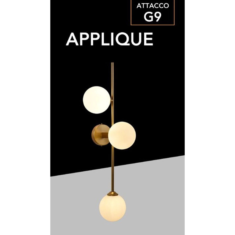 Trade Shop - Applique A Parete Bronzo Metallo Con 3 Sfere Lampada Da Muro Minamalista Attacco G9 Aq57 -